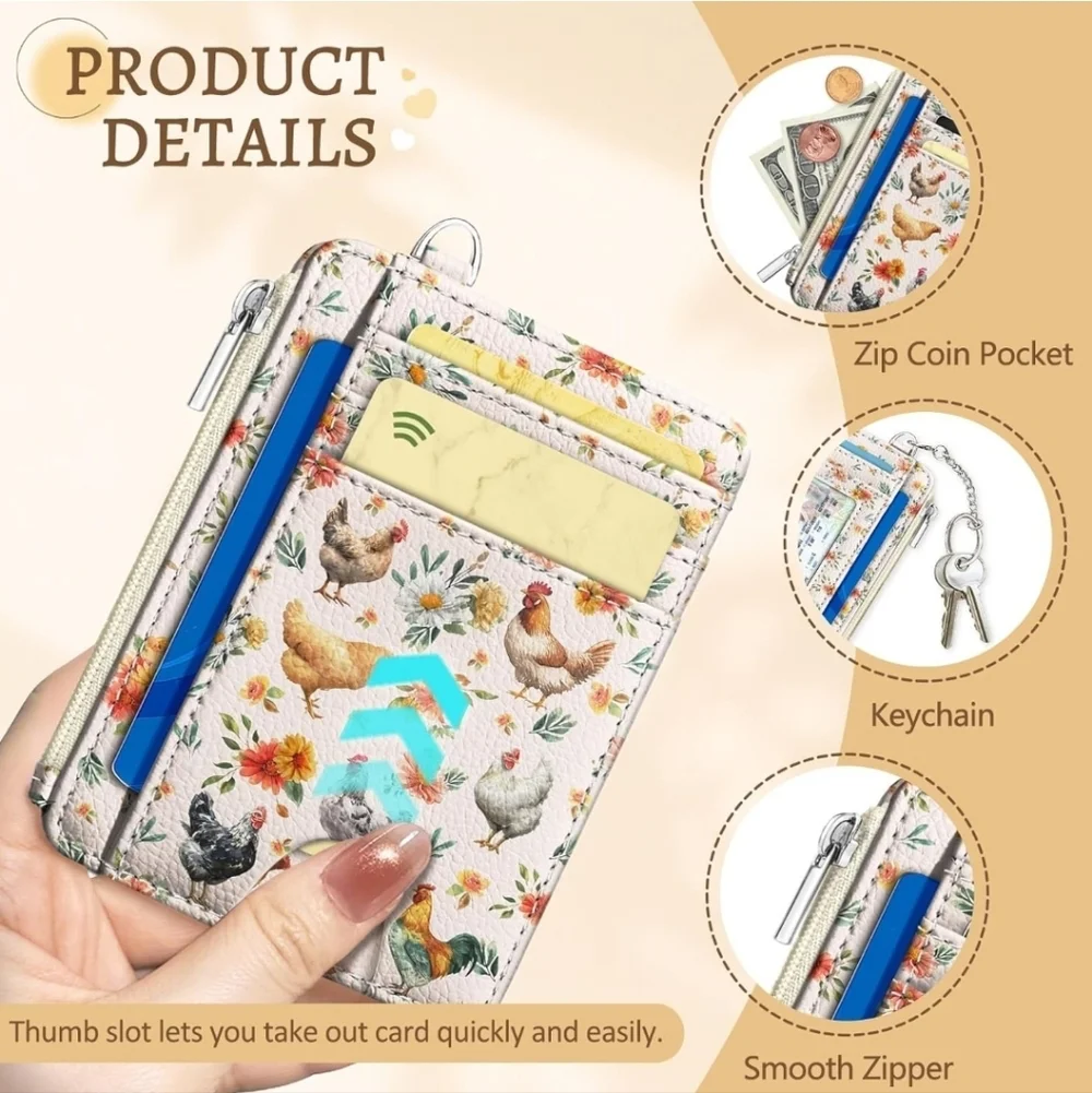 Floral Chicken Print Card Organizer
